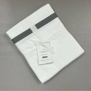 Pottery Barn Foundations California King Morgan Bed Skirt White Gray Stripe NWT